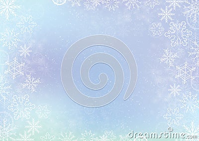 Blue elegant winter background with snowflake border Vector Illustration