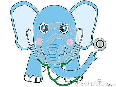 Blue elephant doctor Vector Illustration