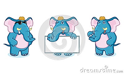 Blue Elephant Mascot Vector Illustration