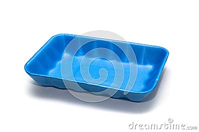 Blue empty food container on white Stock Photo