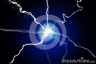 Blue Energy Electricity Plasma Power Crackling Fusion Stock Photo