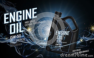 Blue engine oil ad Vector Illustration