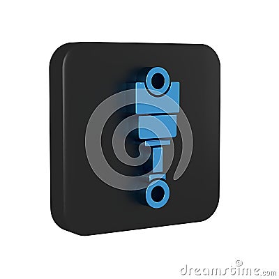 Blue Engine piston icon isolated on transparent background. Car engine piston sign. Black square button. Stock Photo