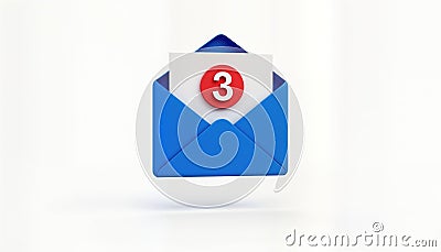 Blue envelope icon shows unread messages. Digital communication symbol with notification. Electronic mail alert. Graphical user Stock Photo