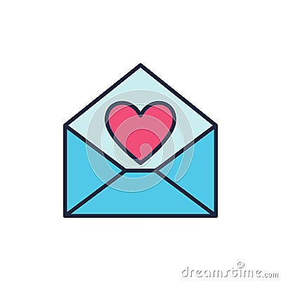 Blue Envelope with Red Heart vector icon. Love letter symbol Vector Illustration