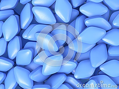 Blue erection pills background Stock Photo