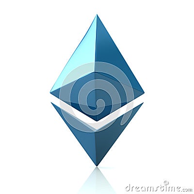 Blue Ethereum cryptocurrency icon 3d illustration Cartoon Illustration