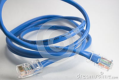 Blue Ethernet Cable Stock Photo