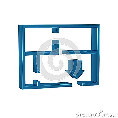 Blue Evacuation plan icon isolated on transparent background. Fire escape plan. Stock Photo