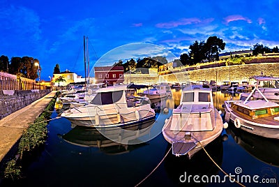 Blue evening in Zadar Fosa harbor Stock Photo