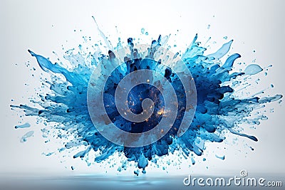 blue explosion light white background. Stock Photo