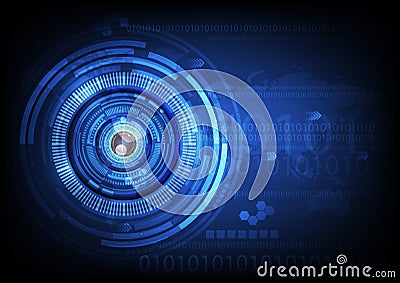 blue eye ball abstract cyber future technology concept background, illustration. Cartoon Illustration