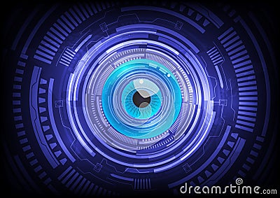 blue eye ball abstract cyber future technology concept background Vector Illustration