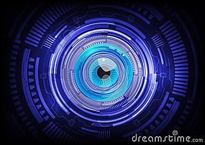 Blue eye ball abstract cyber future technology Cartoon Illustration