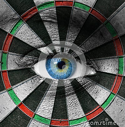 Blue eye and dartboard Stock Photo