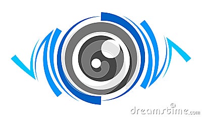 Blue eye lens logo Vector Illustration