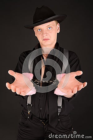 Blue-eyed gangster busted Stock Photo