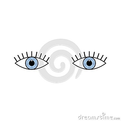 Blue Eyes on white background. 2 eyes. The eyes logo. Human eyes close up vector illustration cartoon symbol Cartoon Illustration