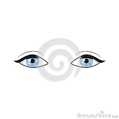 Blue Eyes on white background. Woman eyes. The eyes logo. Human eyes close up vector illustration Cartoon Illustration