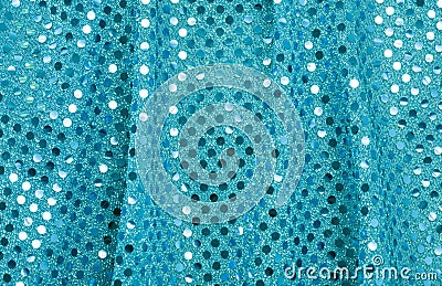 Blue Fabric with Spangles Stock Photo