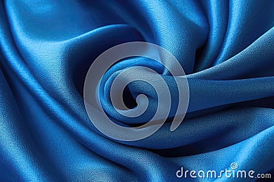 Blue Fabric Texture, Clothes, Background, Close Up View. Generative AI Stock Photo