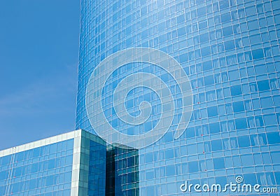 Blue facade of the modern corporate buildings Stock Photo