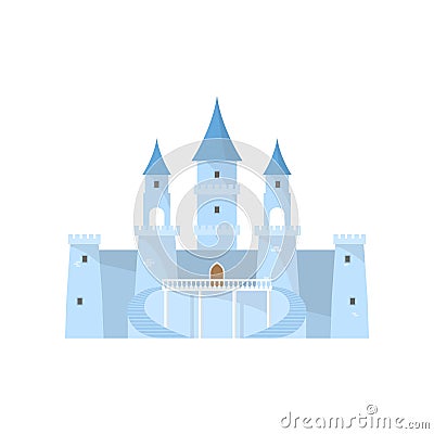 Blue fairy ice castle for beautiful king princess Vector Illustration