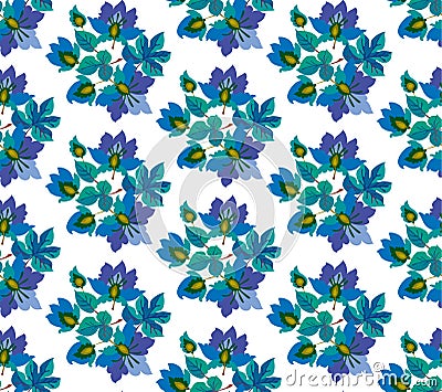 Blue fairytale flowers Vector Illustration