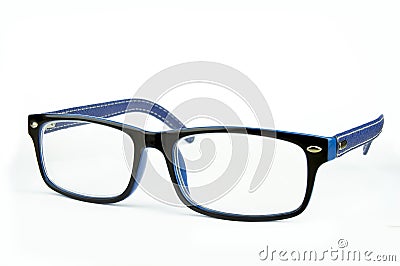 Blue fashion glasses on white background Stock Photo