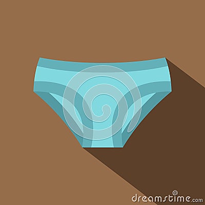 Blue female cotton panties icon, flat style Vector Illustration