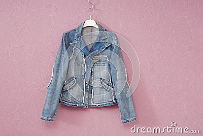 Blue female denim jacket Stock Photo