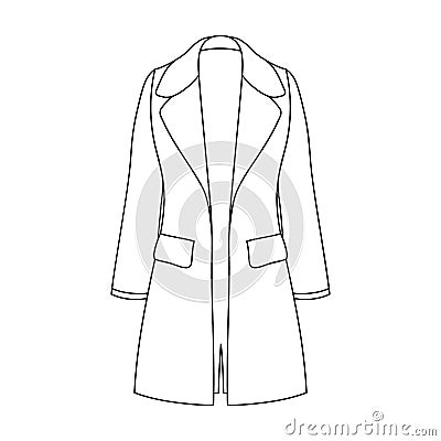 Blue female restrained coat buttoned. Women s outerwear..Women clothing single icon in outline style vector symbol stock Vector Illustration