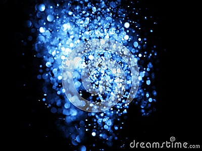 Blue Festive Christmas elegant abstract background with bokeh lights and stars Stock Photo