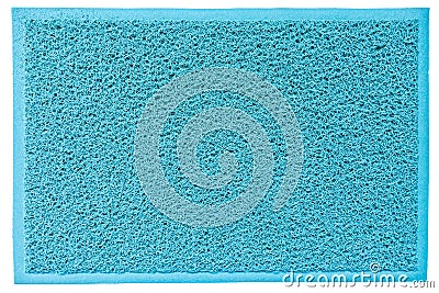 Blue Fiber Welcome Mat with Copy Space Stock Photo