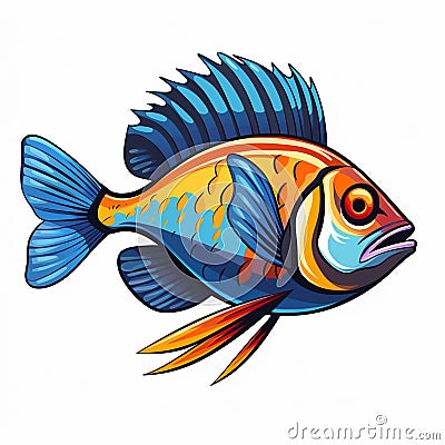 Blue fighter fish price gold fish colour parrot cichlid colors albino sky blue guppy northern pike silhouette Vector Illustration