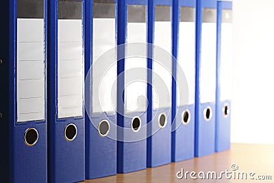 Blue file folders Stock Photo