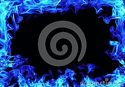 blue fire flames frame Stock Photo