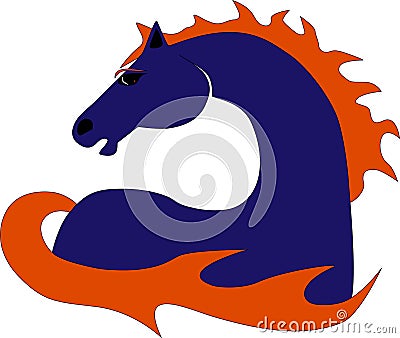 Blue Fire Horse Vector Illustration