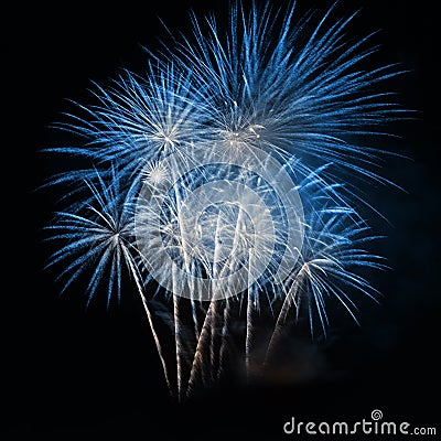Blue fireworks Stock Photo