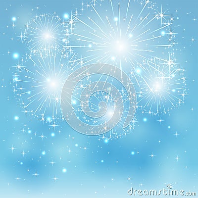Blue fireworks Vector Illustration
