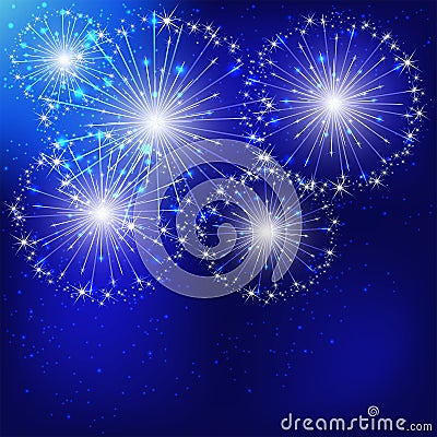 Blue fireworks Vector Illustration