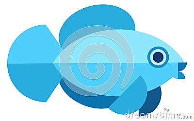 Blue fish flat icon. Marine fauna symbol Vector Illustration