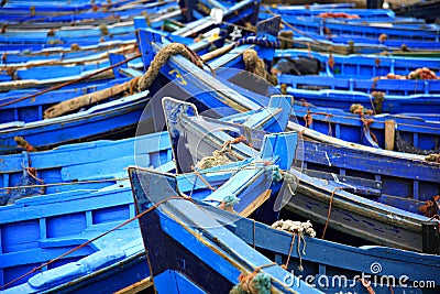 Blue fishing boats Stock Photo