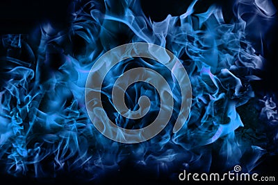 Blue flame fire conceptual abstract texture background Stock Photo