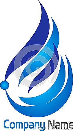 Blue flame leaf logo Vector Illustration