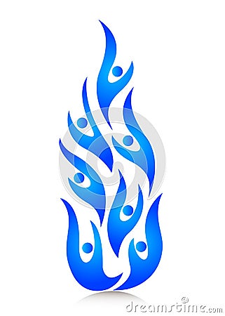 Blue flame people Vector Illustration