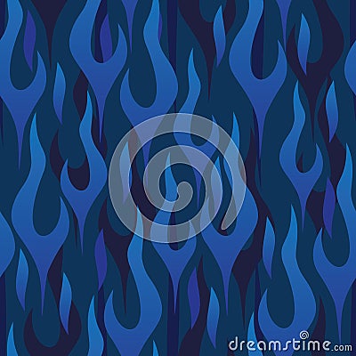Blue Flames Seamless Repeating Pattern Vector Illustration Vector Illustration