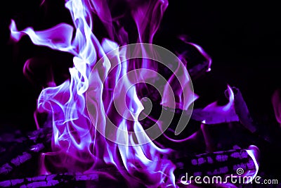 Blue flames. Wallpaper, abstract background. Unusual color of bonfire and fire Stock Photo