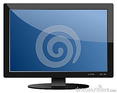 Blue Flat Screen TV Set Vector Illustration