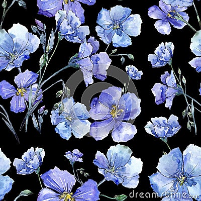 Blue flax. Floral botanical flower. Wild spring leaf wildflower pattern. Stock Photo